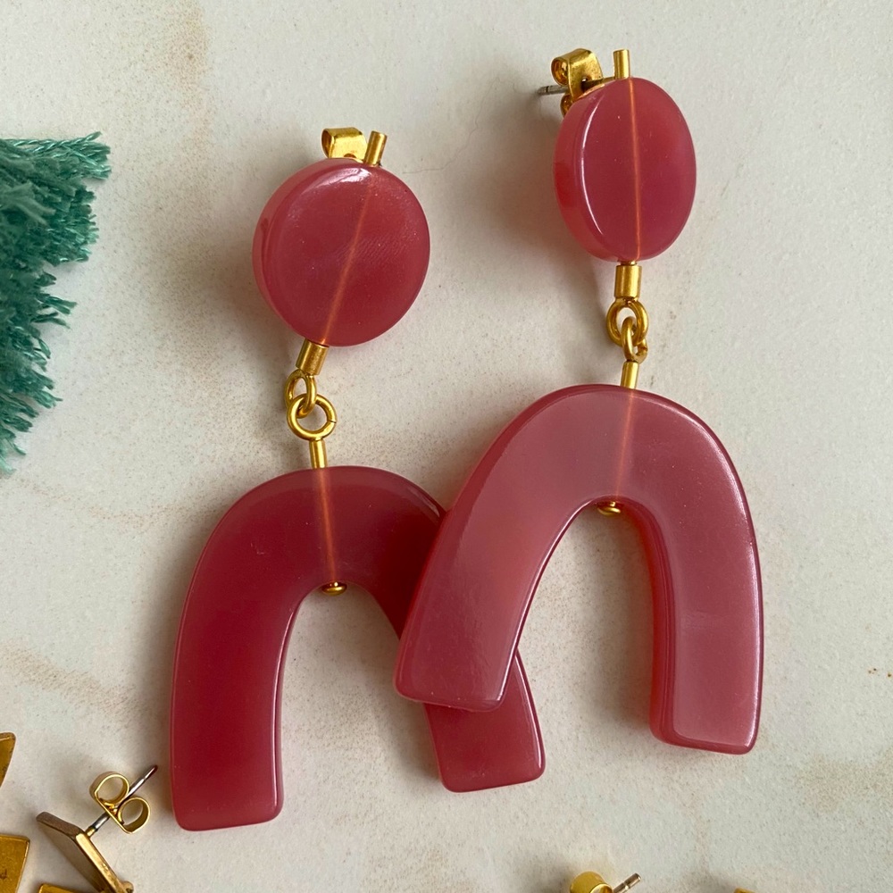 Madewell Pink Arch Resin Drop Earrings